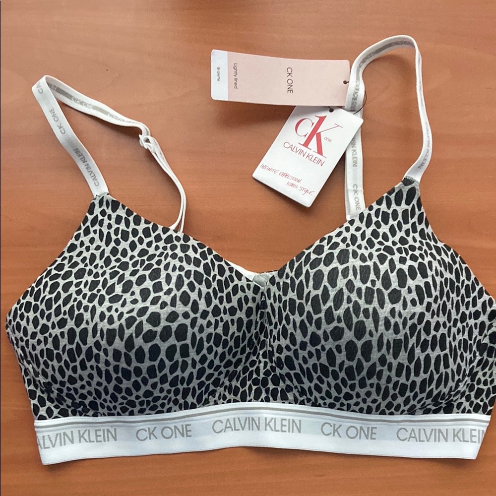 Calvin Klein Black and White Bra with Signature Elastic Band